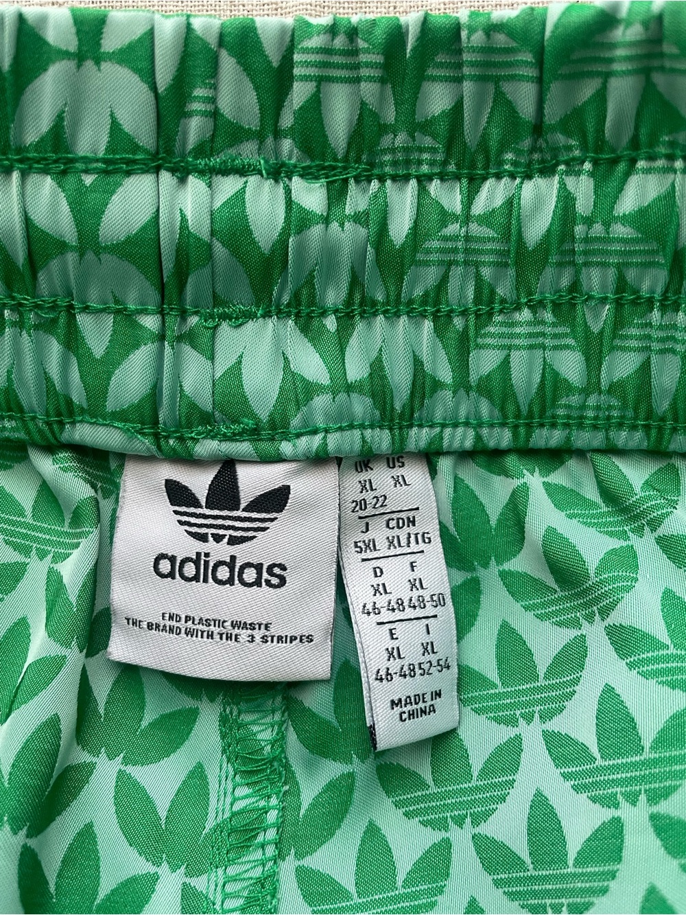 adidas Women's Green Trefoil-Print Running Shorts with White Trim - Picture 5 of 7